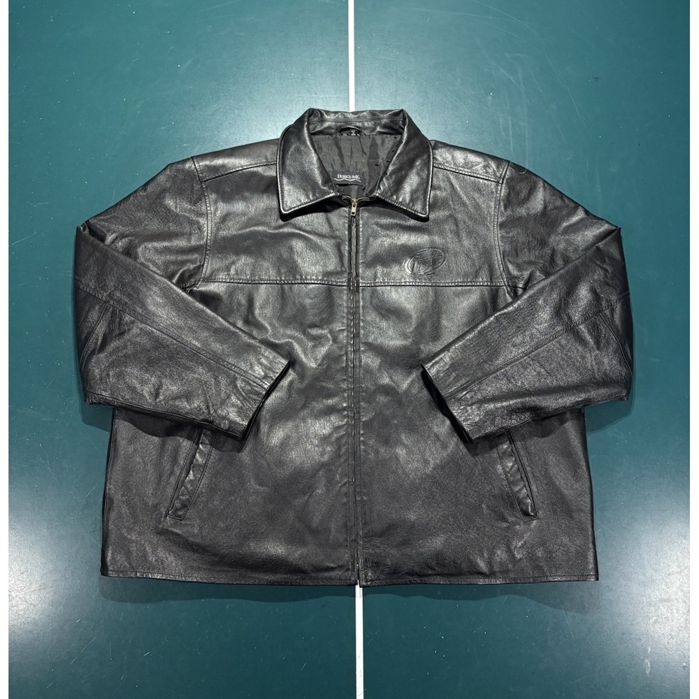 Vintage Miller Lite Leather Jacket Mens 2XL Black Biker Beer Promo Bomber 90s